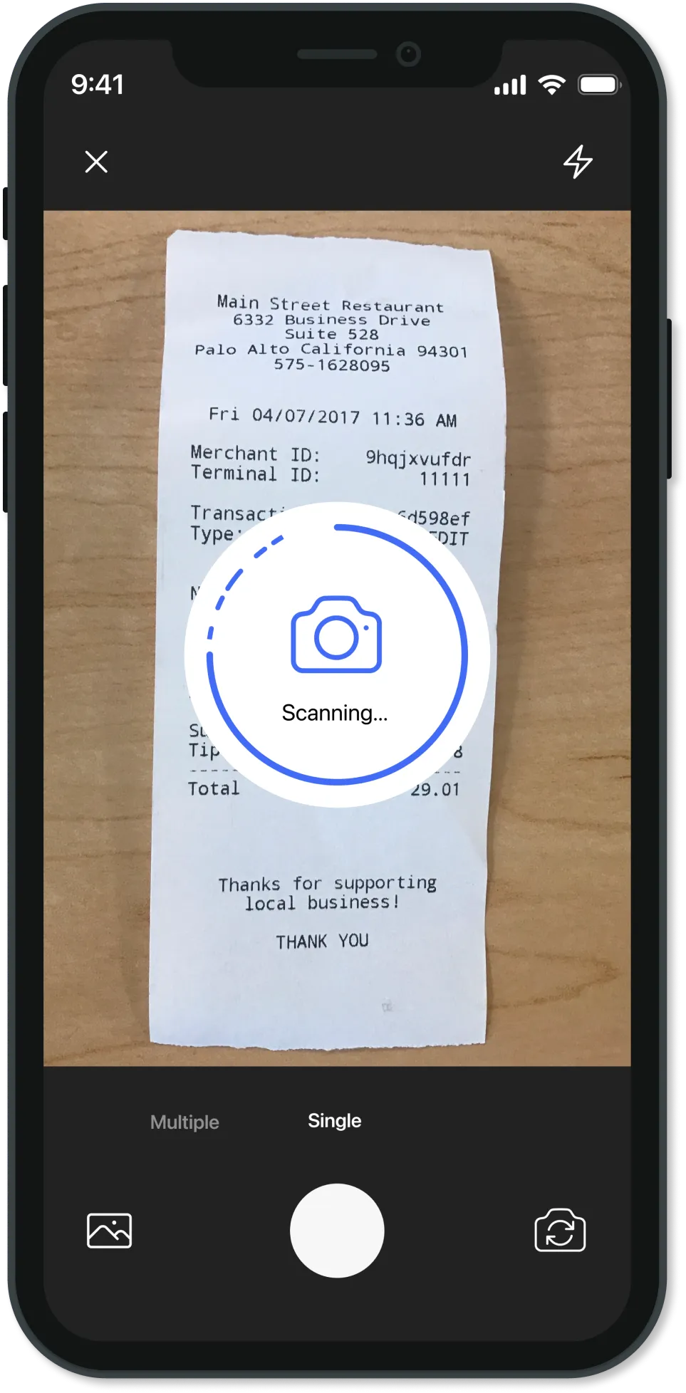 Accountly mobile app showing receipt capture