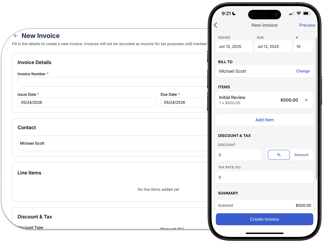 Create and send invoices with Accountly