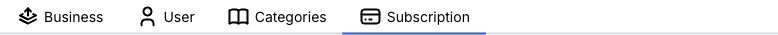 Settings tabs with Subscription selected